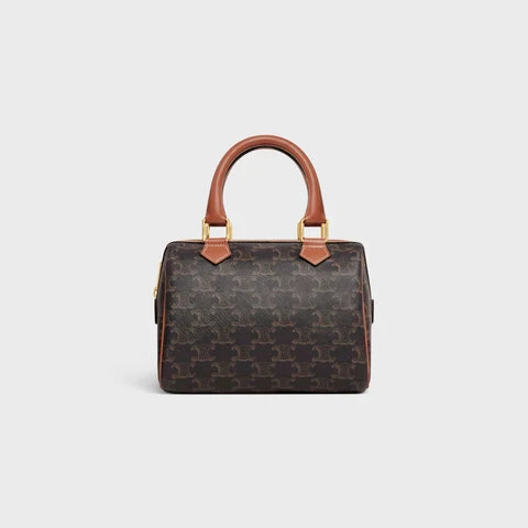 SMALL BOSTON IN TRIOMPHE CANVAS AND CALFSKIN TAN