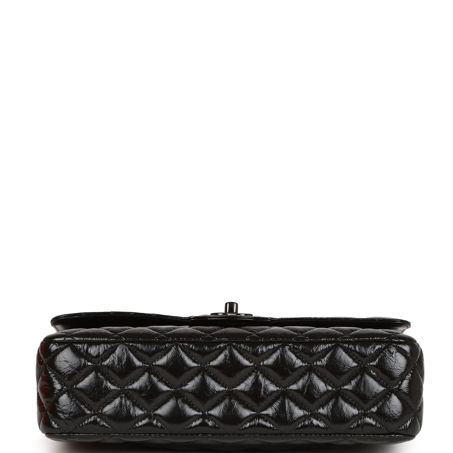 CC Medium Classic Double Flap Bag SO Black Crumpled Calfskin Black Hardware