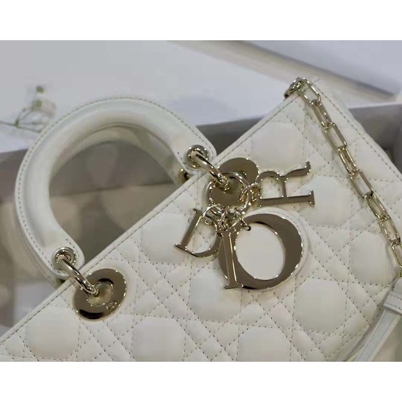 CD Women CD Lady D-Joy Bag Latte Cannage Lambskin