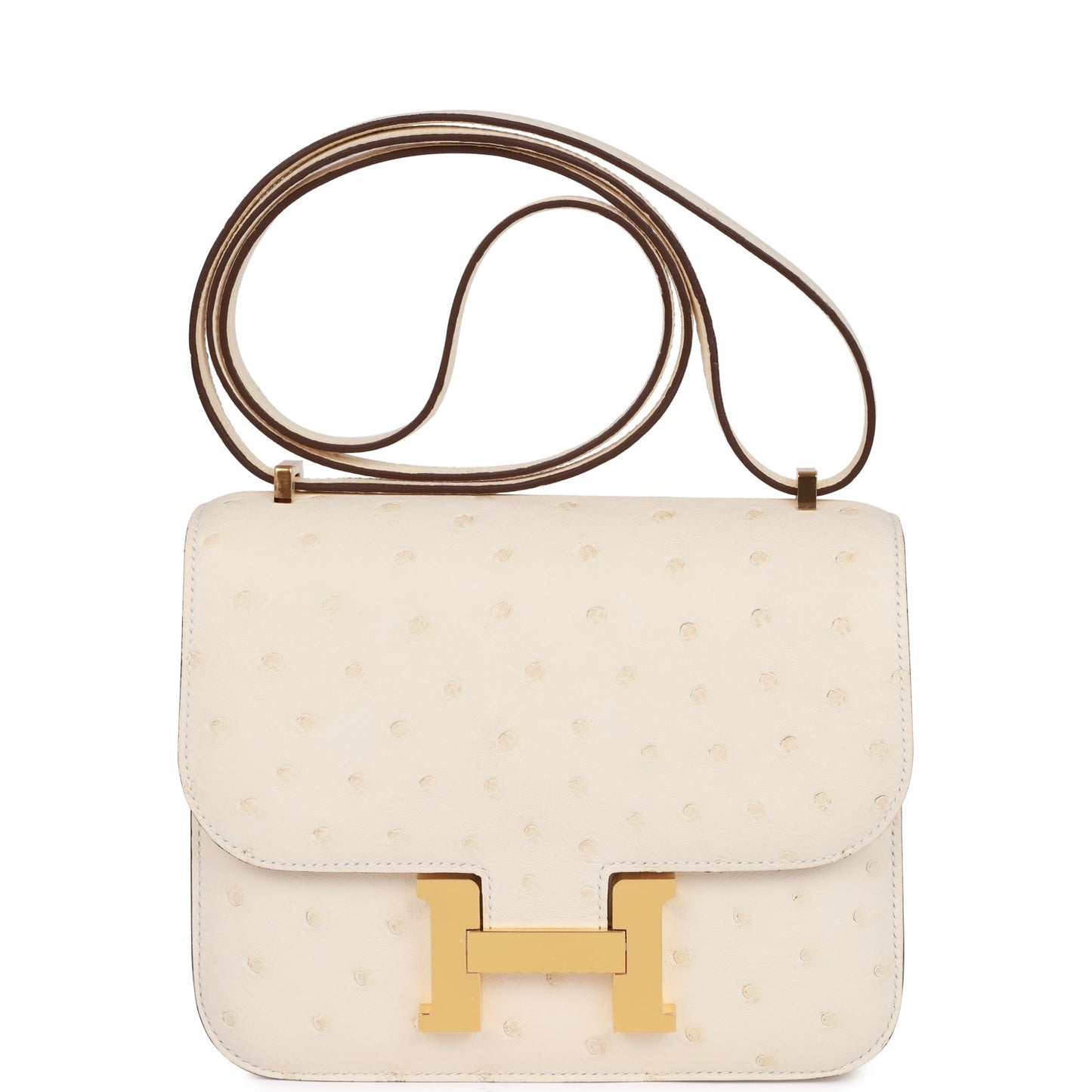 H Constance 18 Nata Ostrich Gold Hardware