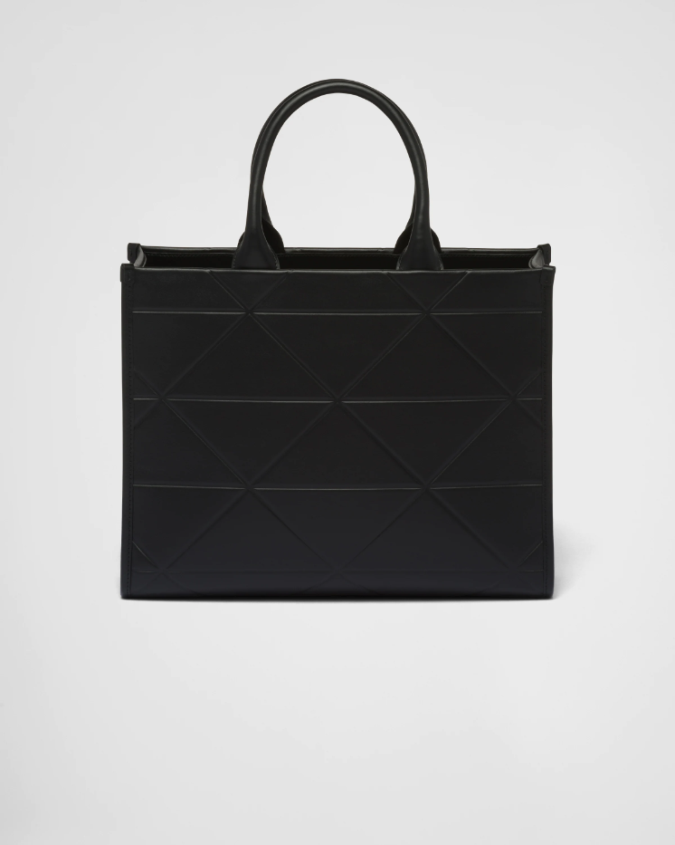 PP big size leather Symbole bag with topstitching - Black