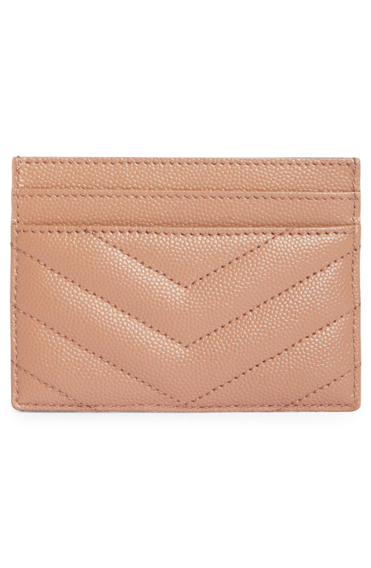 Y Cassandre Y Matelasse Card Case in Grain de Poudre Embossed Leather