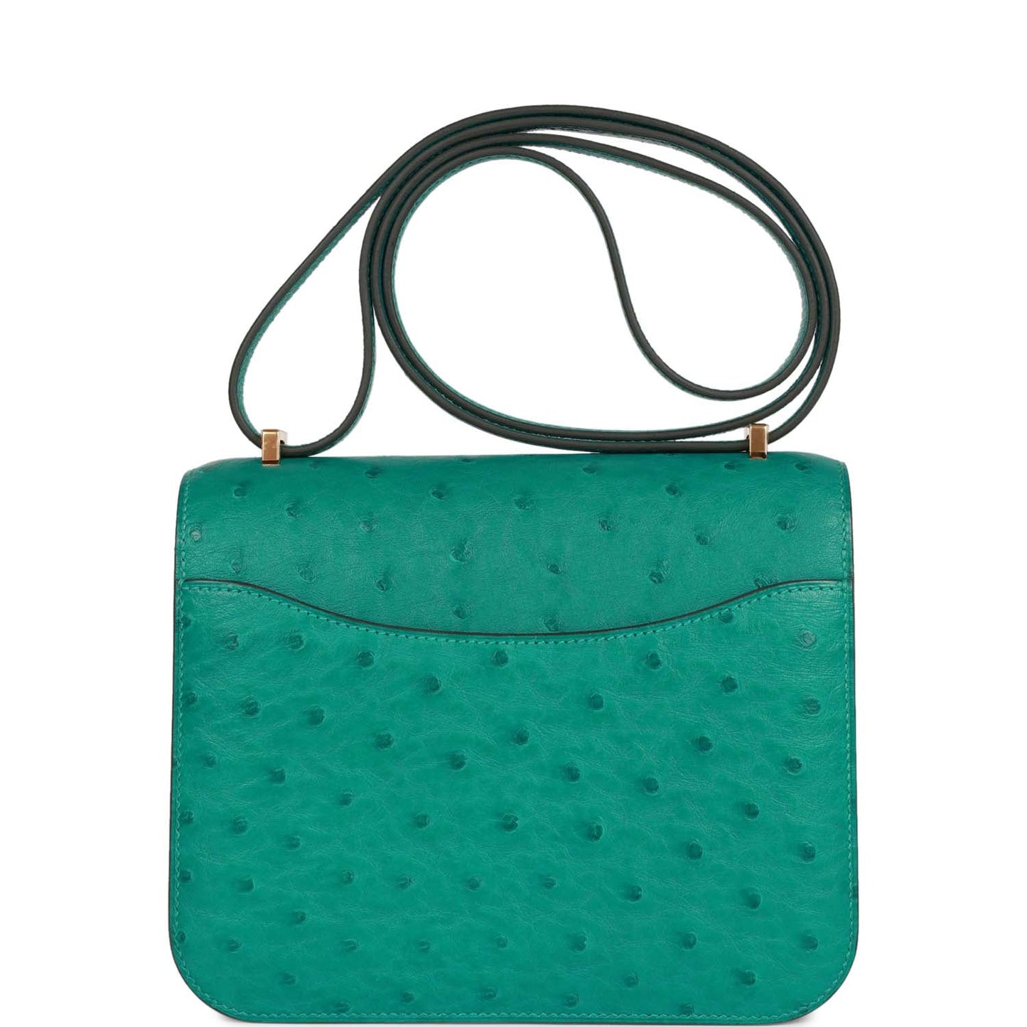 H Constance 18 Vert Verone Ostrich Gold Hardware