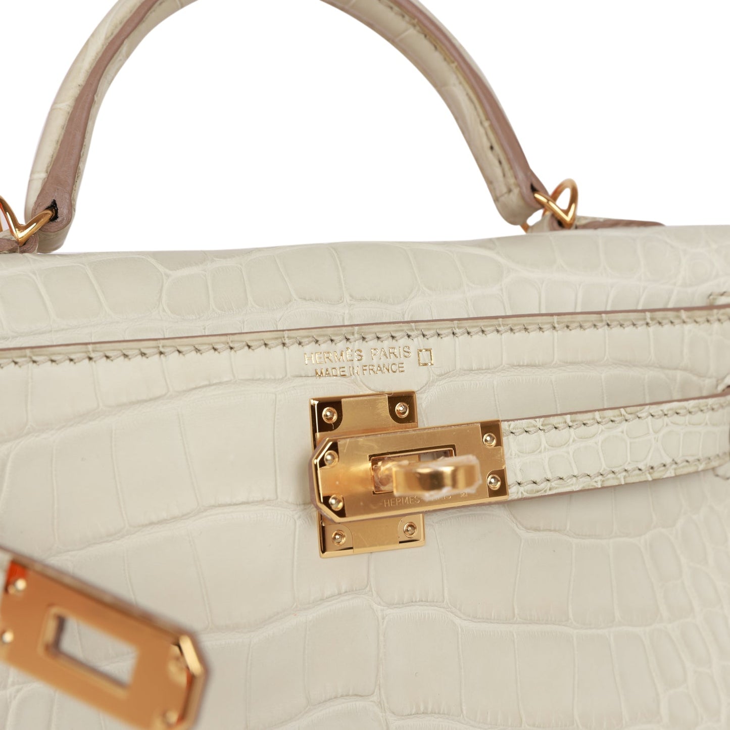H Kelly Sellier 20cm Beton Matte Alligator Gold Hardware