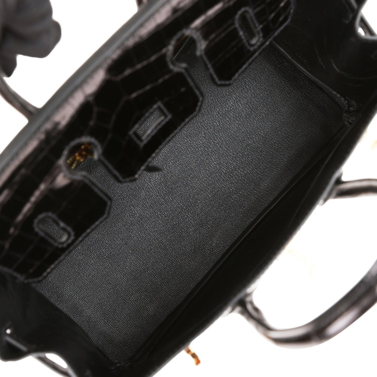 H Birkin 25 Black Shiny Niloticus Crocodile Gold Hardware
