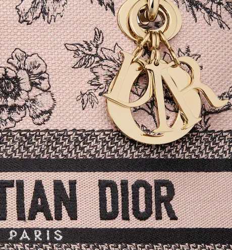 MEDIUM LADY D-LITE BAG Powder Pink D Jardin Botanique Embroidery