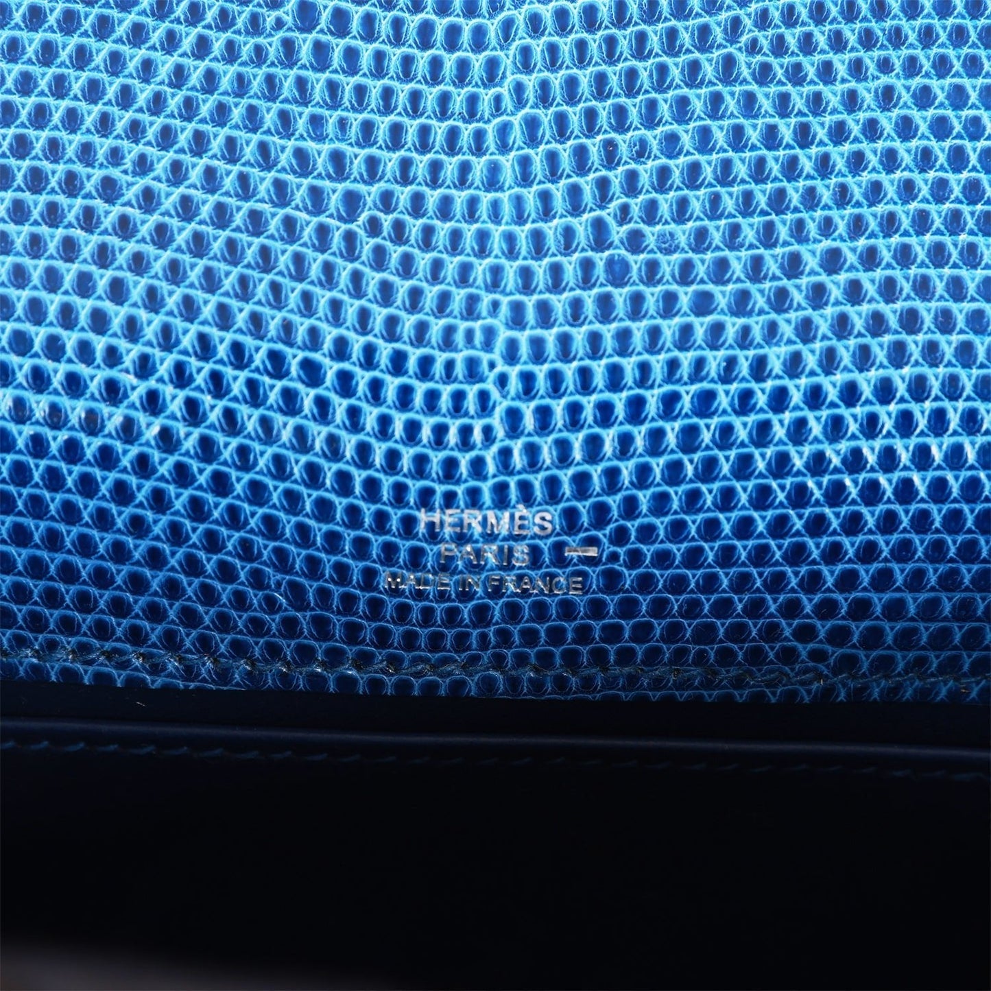 H Kelly Pochette Bleu Saphir Lizard Palladium Hardware