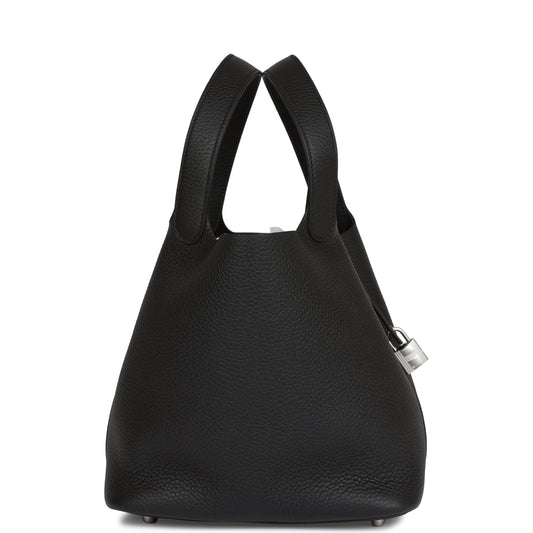 H Black Clemence Picotin Lock 22cm Palladium Hardware