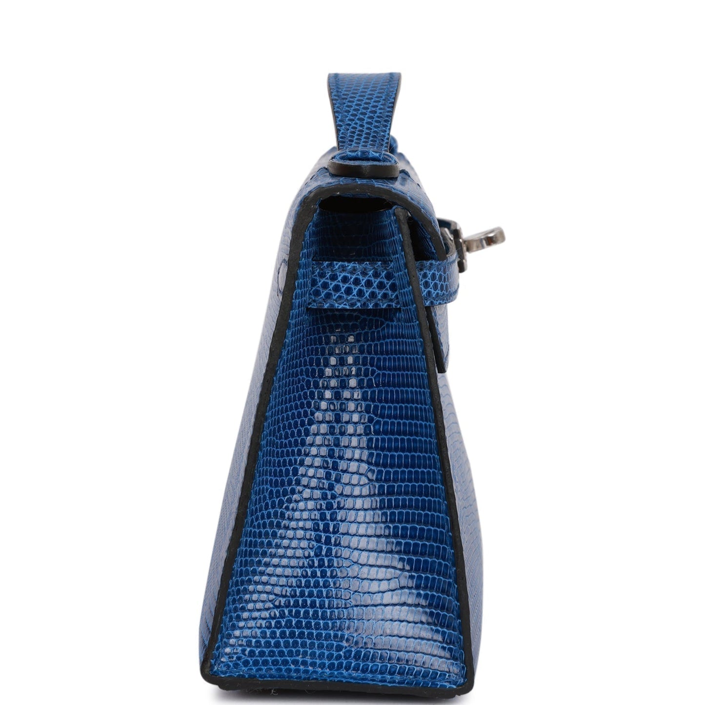 H Kelly Pochette Bleu Saphir Lizard Palladium Hardware