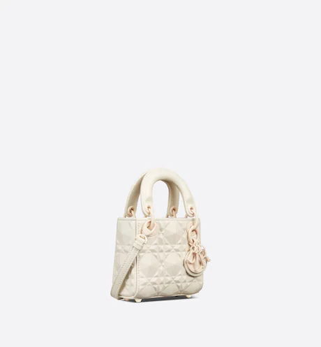MICRO LADY D BAG Latte Cannage Calfskin with Diamond Motif