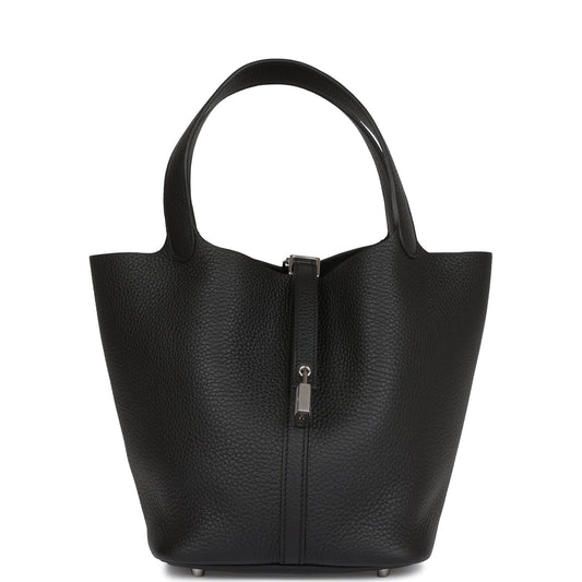 H Black Clemence Picotin Lock 22cm Palladium Hardware
