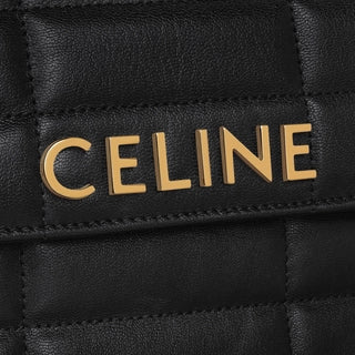 CHAIN SHOULDER BAG MATELASSE MONOCHROME CE IN QUILTED GOATSKIN BLACK