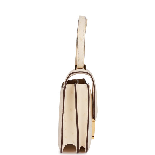 H Constance 18 Nata Ostrich Gold Hardware