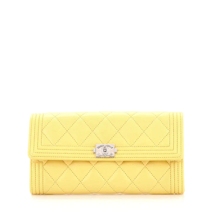 CC Boy Flap Wallet Quilted Lambskin Long