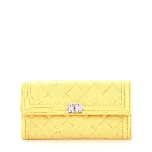 CC Boy Flap Wallet Quilted Lambskin Long