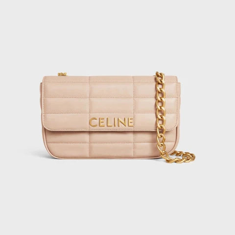CHAIN SHOULDER BAG MATELASSE MONOCHROME CE IN QUILTED GOATSKIN NUD