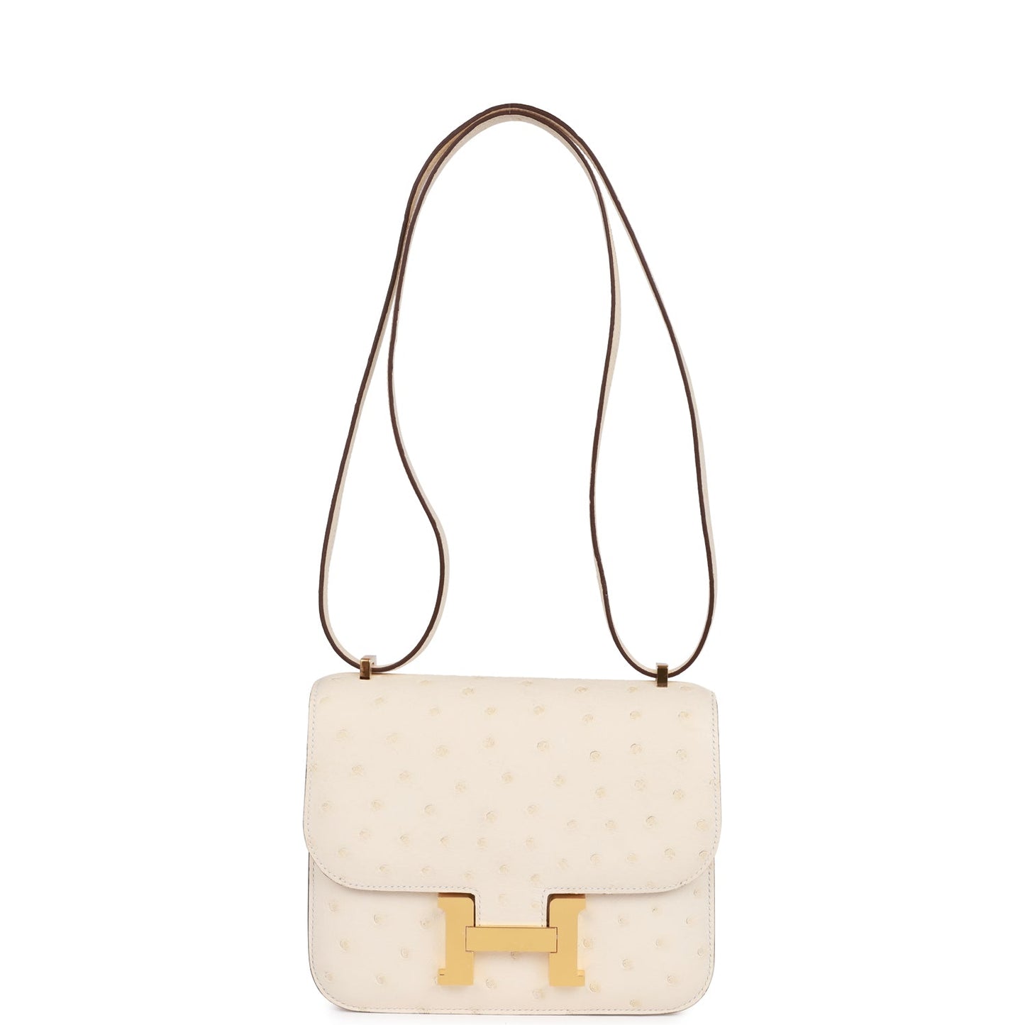 H Constance 18 Nata Ostrich Gold Hardware