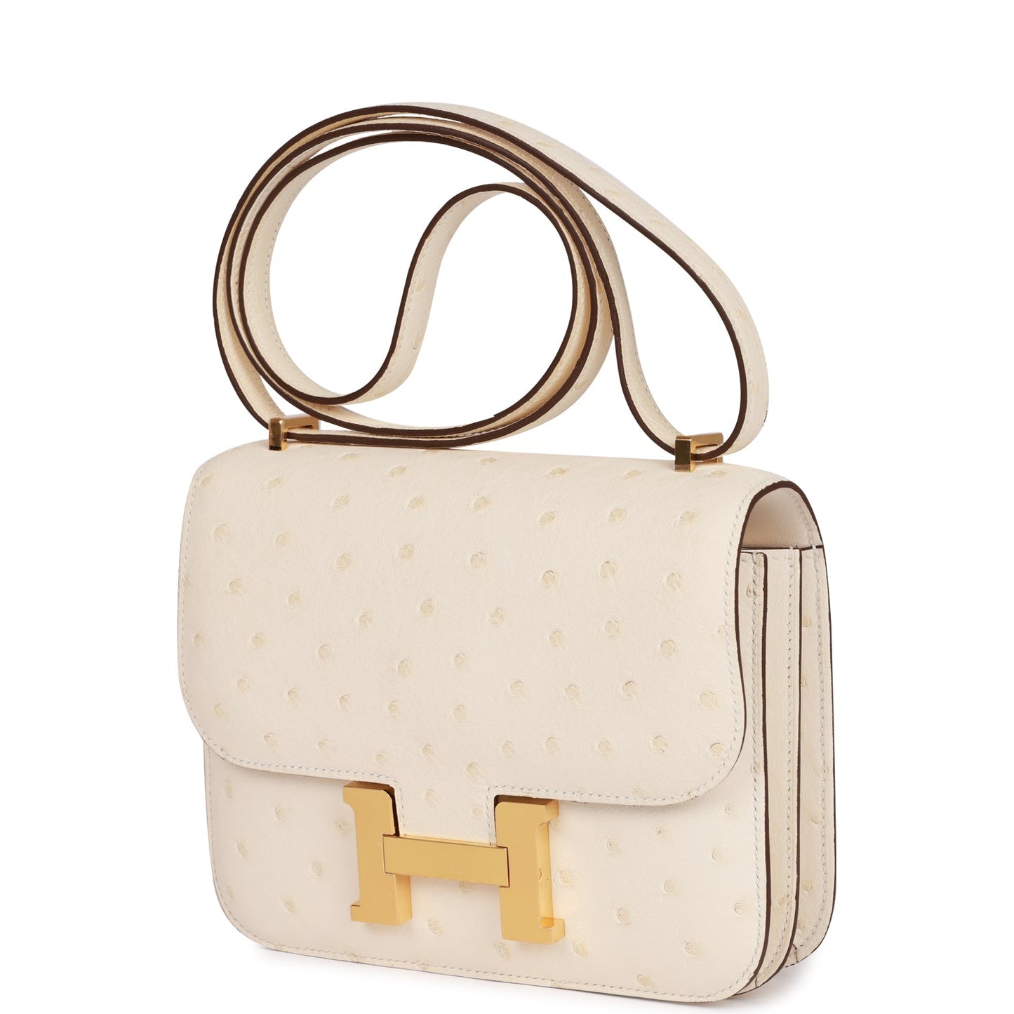 H Constance 18 Nata Ostrich Gold Hardware