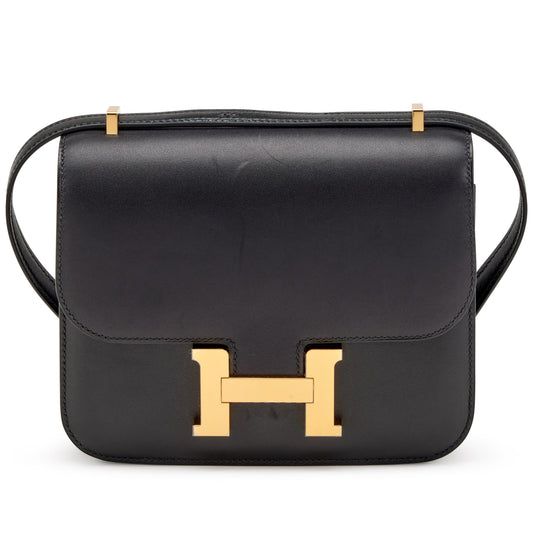 H Constance Bag 18 Black Epsom Gold Hardware