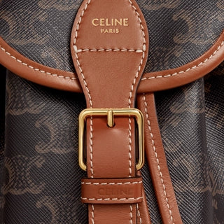 MINI BACKPACK FOLCO IN TRIOMPHE CANVAS AND CALFSKIN TAN