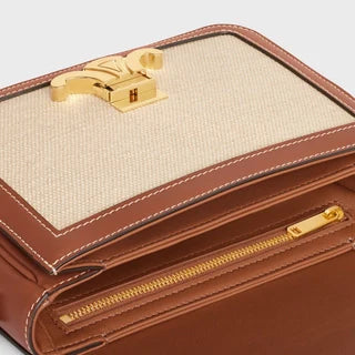 TEEN TRIOMPHE BAG IN TEXTILE AND CALFSKIN NATURAL / TAN