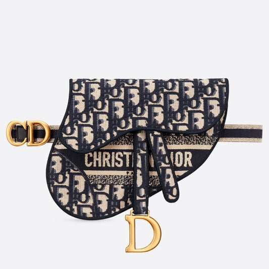 D Saddle Pouch Belt Bag In Blue Oblique Canvas
