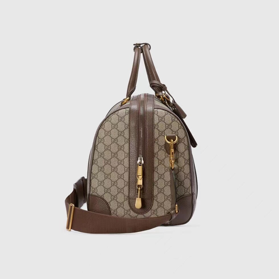 GG Savoy Small Duffle Bag Beige and Ebony GG Supreme Canvas 724262