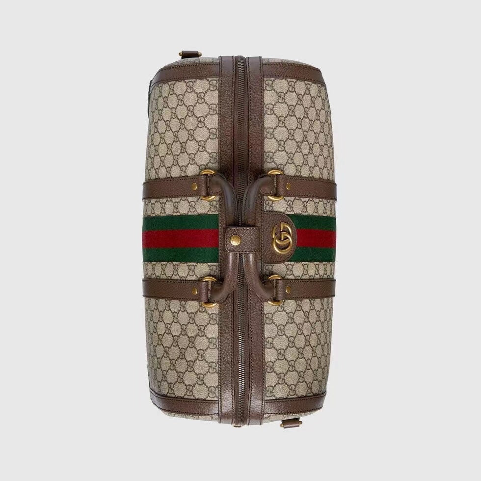 GG Savoy Small Duffle Bag Beige and Ebony GG Supreme Canvas 724262
