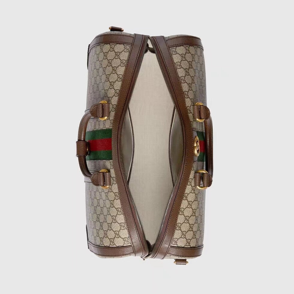 GG Savoy Small Duffle Bag Beige and Ebony GG Supreme Canvas 724262
