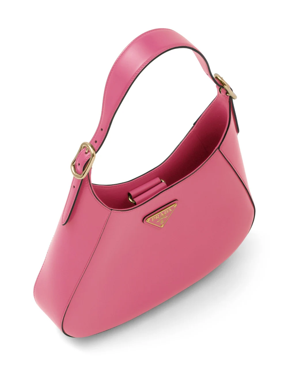 PP leather shoulder bag with topstitching - Military Green/Black/White/Pink
