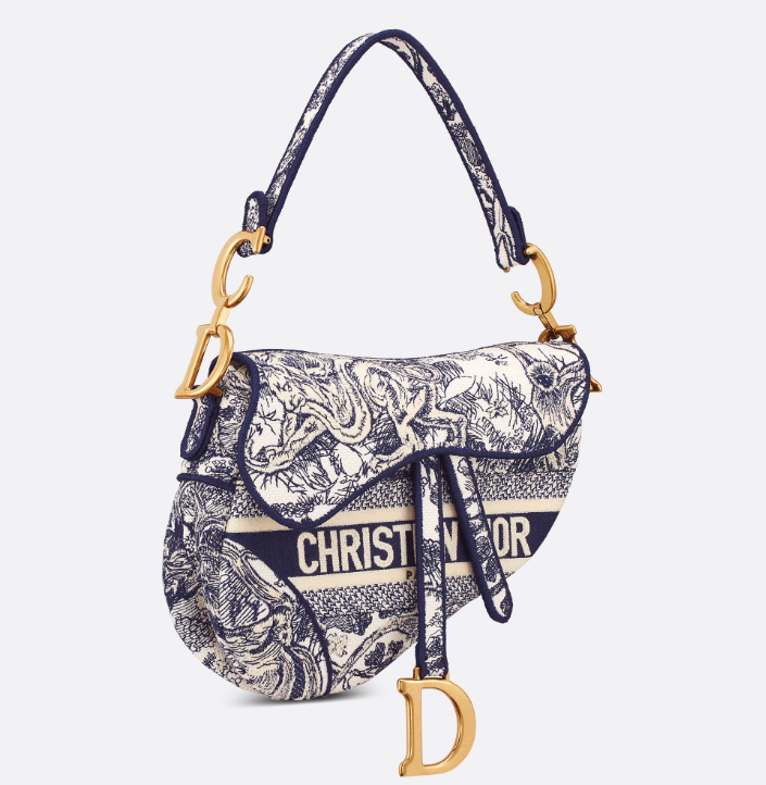 CD SADDLE BAG Blue Toile de Jouy Embroidery Reference: M0446CTDT_M808