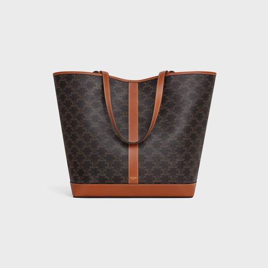 MEDIUM CABAS IN TRIOMPHE CANVAS AND CALFSKIN TAN