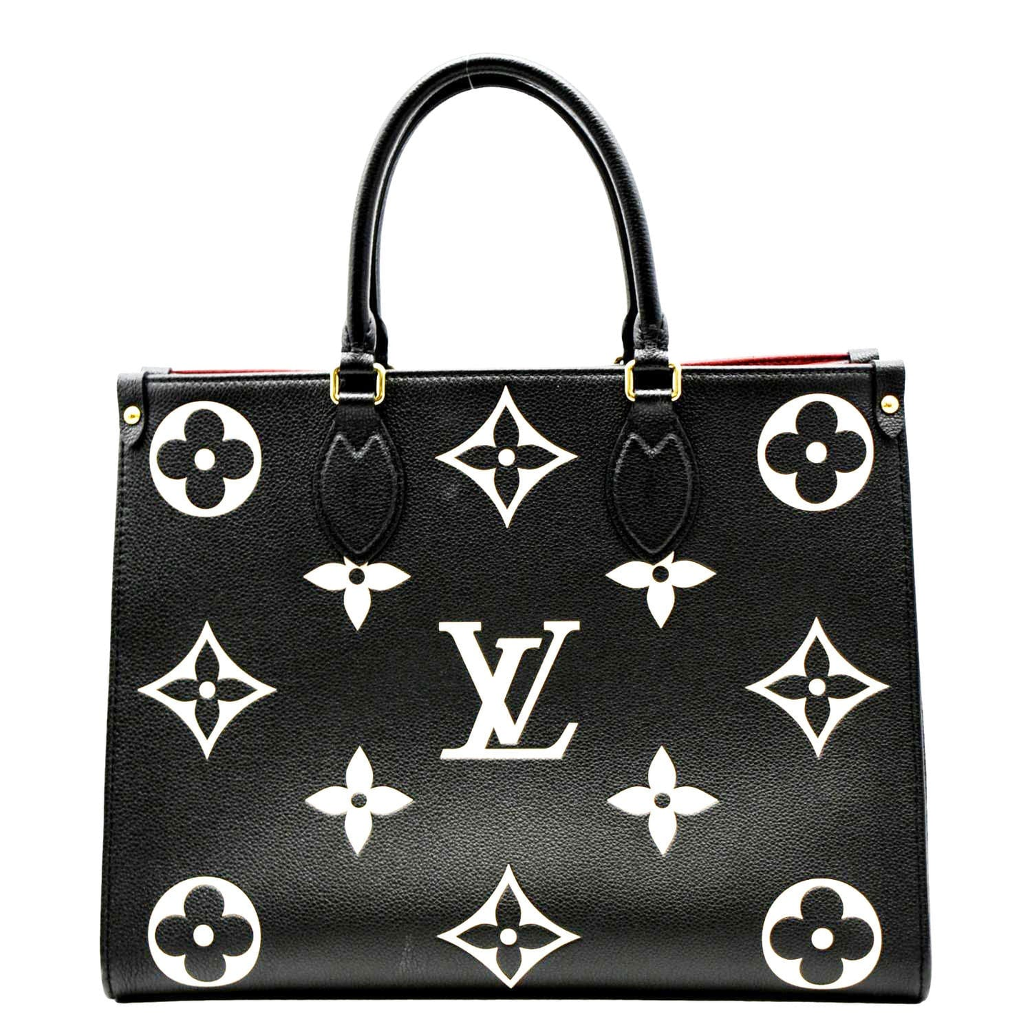 LOUIS Onthego GM Giant Monogram Leather Tote Bag Black/white size: 41 cm