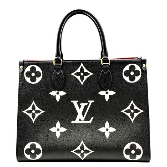 LOUIS Onthego GM Giant Monogram Leather Tote Bag Black/white size: 41 cm