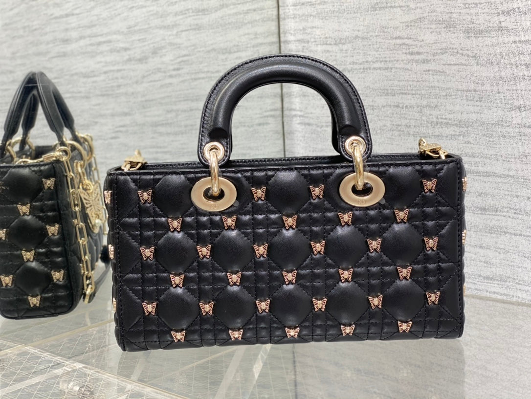 Christian Dior LADY DIOR 2024 Butterfly Crossbody Bag Black 26cm