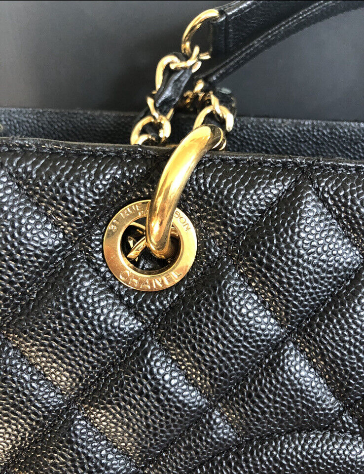 CC BlackGold Caviar Quilted Grand Shopping Tote