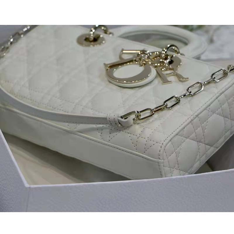 CD Women CD Lady D-Joy Bag Latte Cannage Lambskin