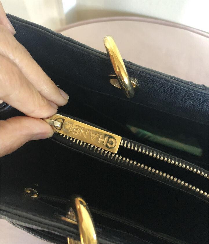 CC BlackGold Caviar Quilted Grand Shopping Tote