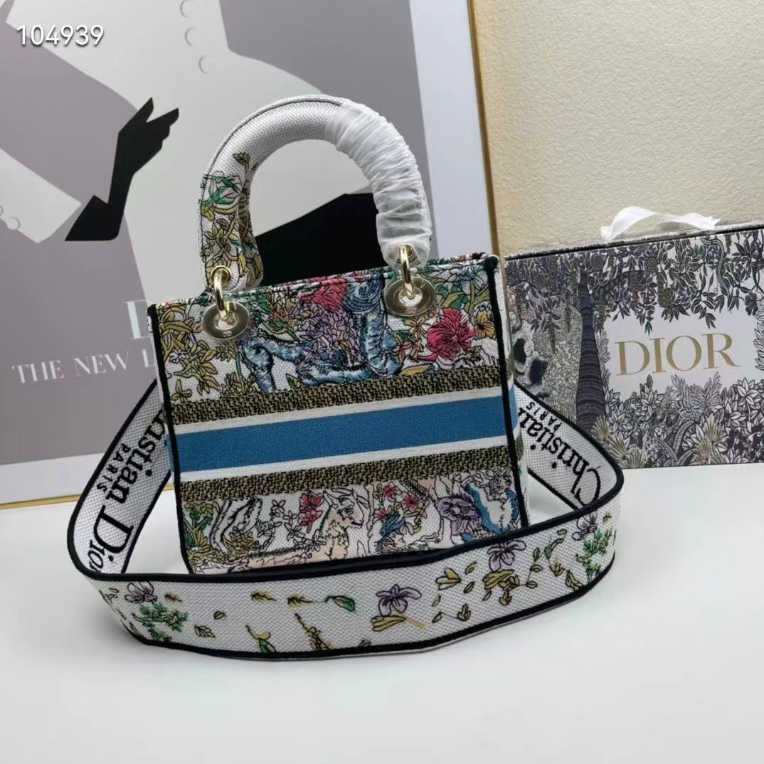 CD Women CD Medium Lady D-Lite Bag Latte Multicolor D-Constellation Embroidery