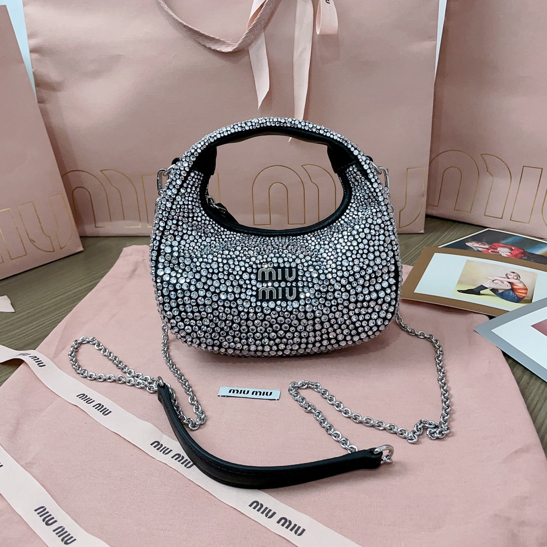 MiuMiu Wander Matelasse Handbag Purse 5BC125 Sliver, 20 X 17 X 6 CM