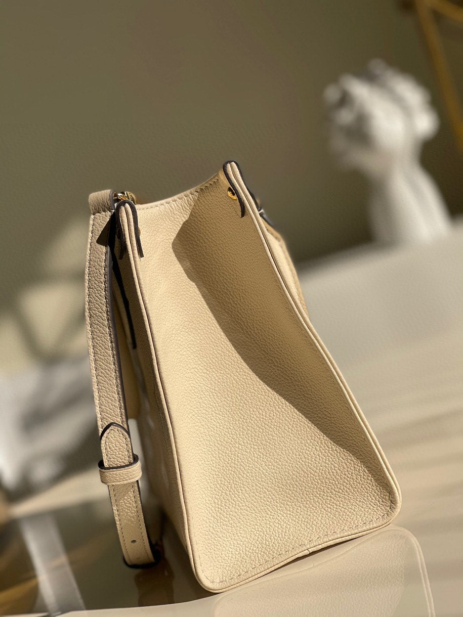 Louis Vuitton onthego tote shopping bag small handbags strap shoulder beige M45654
