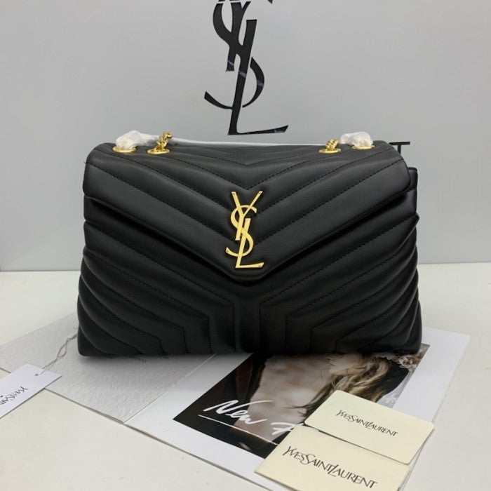 Y Loulou Bag Matelasse Y Leather Gold-tone Medium Black