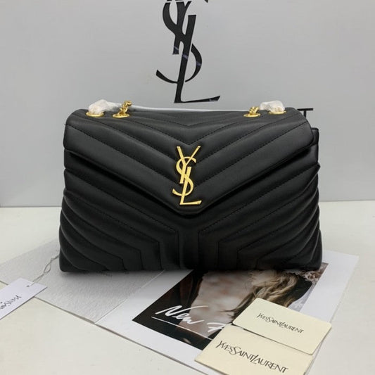 Y Loulou Bag Matelasse Y Leather Gold-tone Medium Black