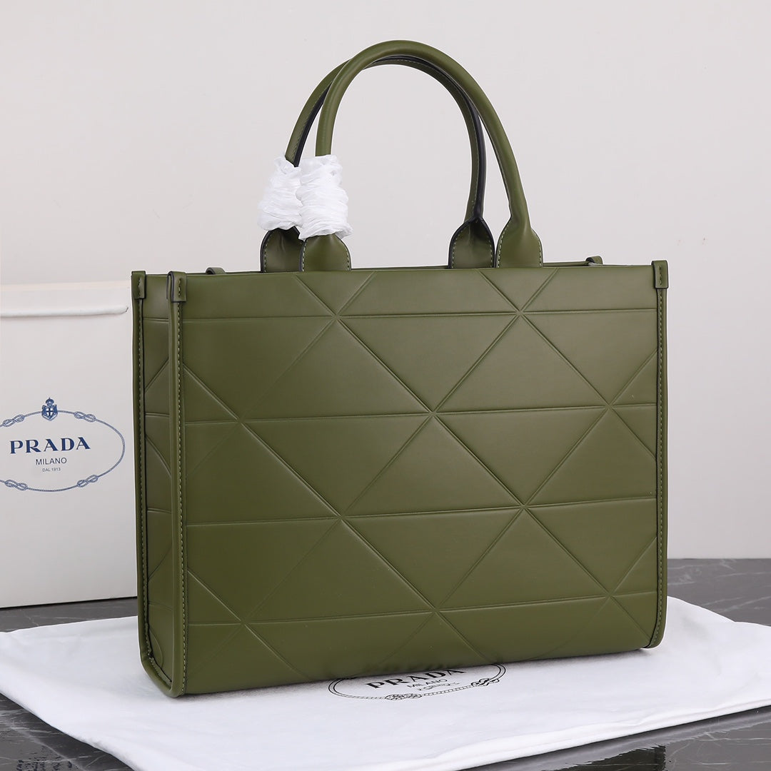 PP big size leather Symbole bag with topstitching
