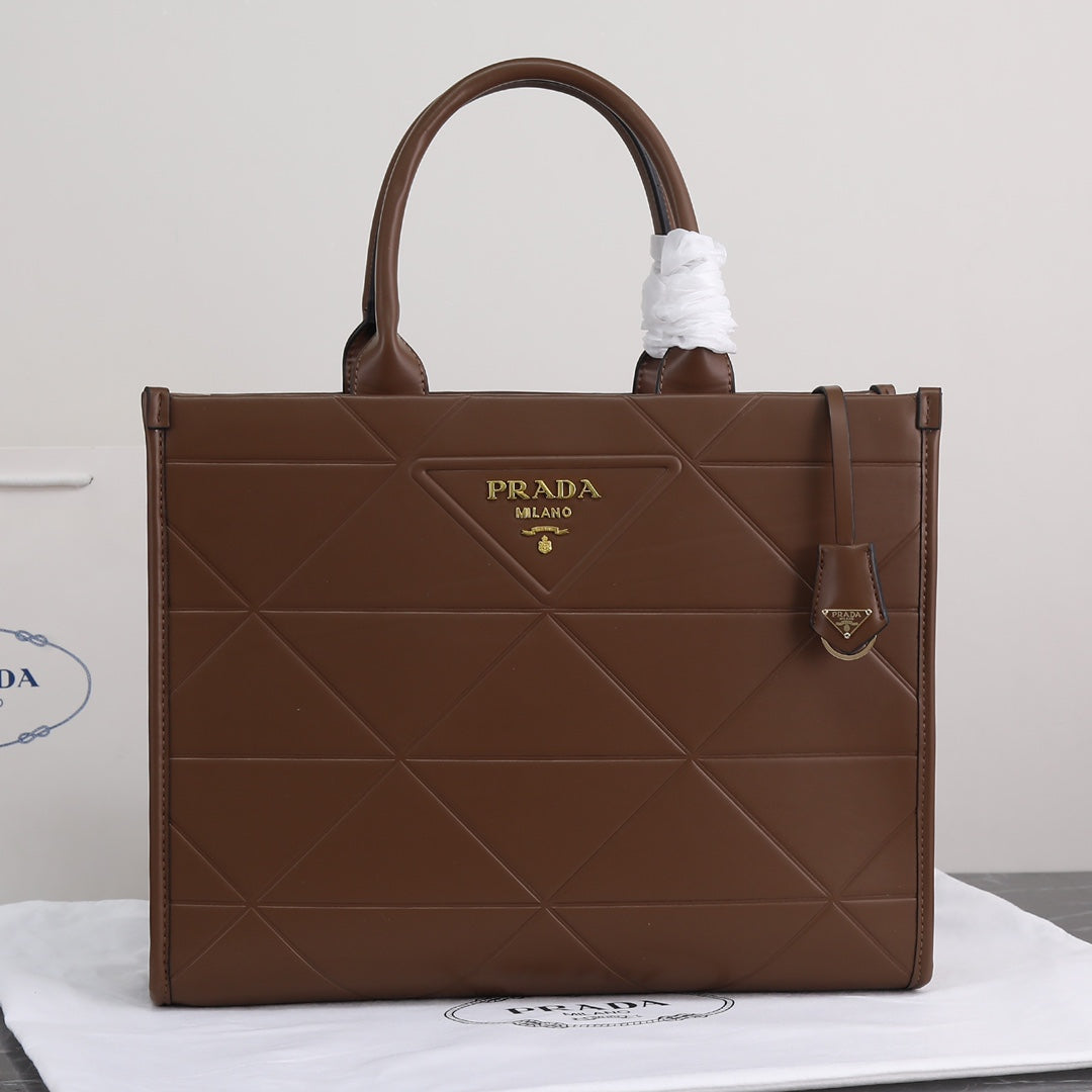 PP big size leather Symbole bag with topstitching