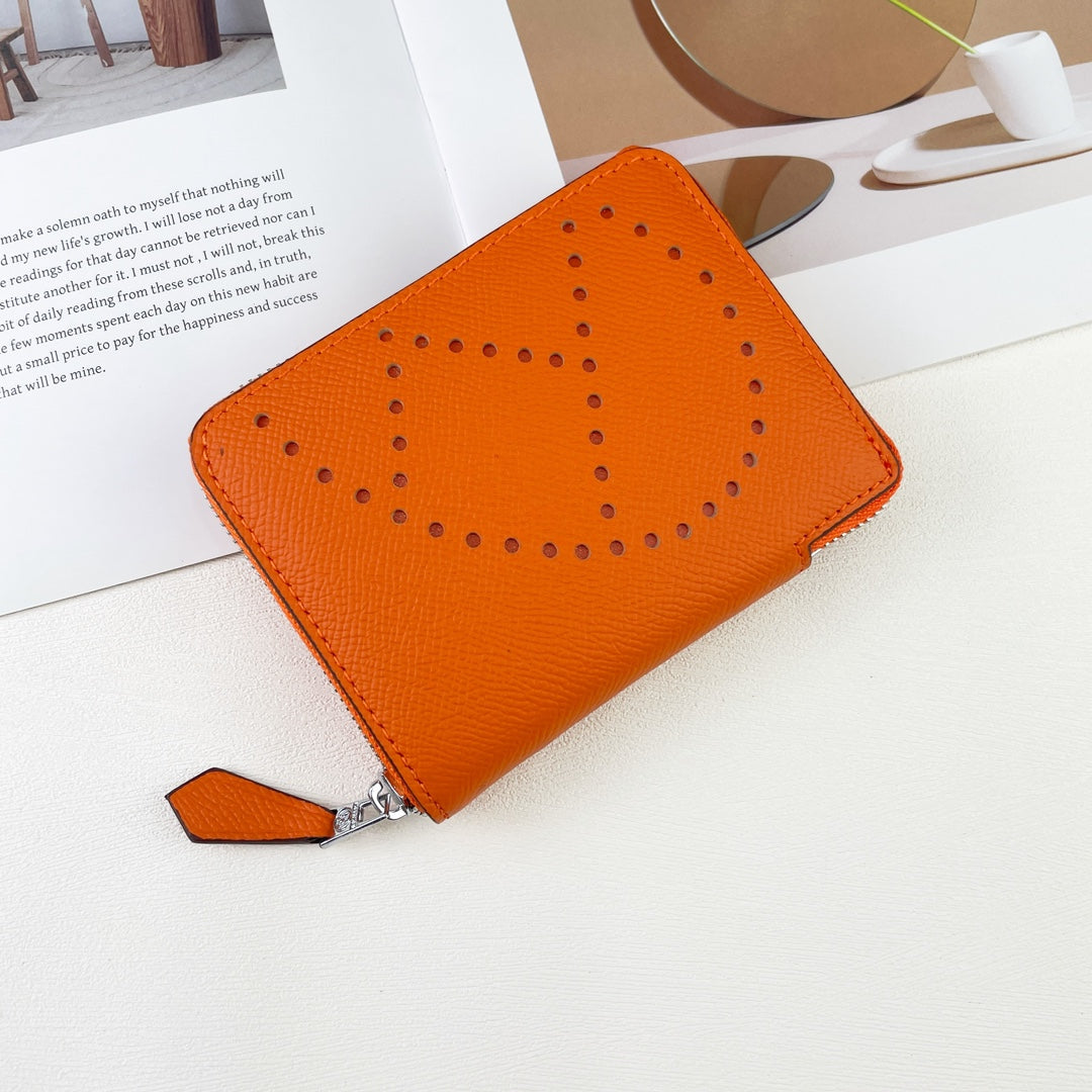 H Silk��in Empson-Barenia leather wallets size : 9.5 x 11.5 cm