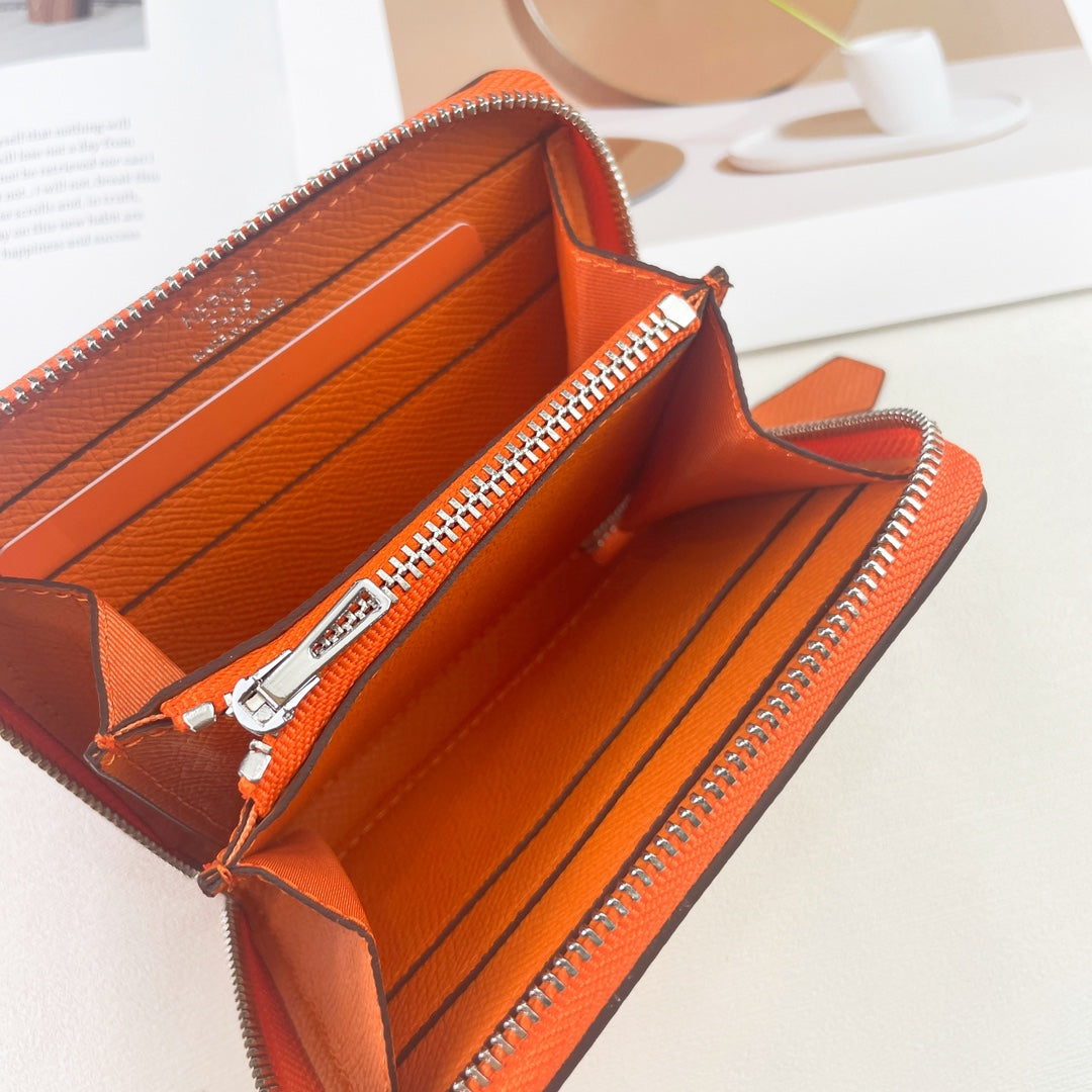 H Silk��in Empson-Barenia leather wallets size : 9.5 x 11.5 cm
