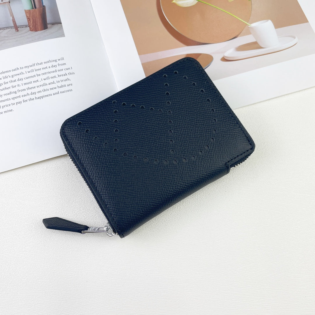 H Silk��in Empson-Barenia leather wallets size : 9.5 x 11.5 cm