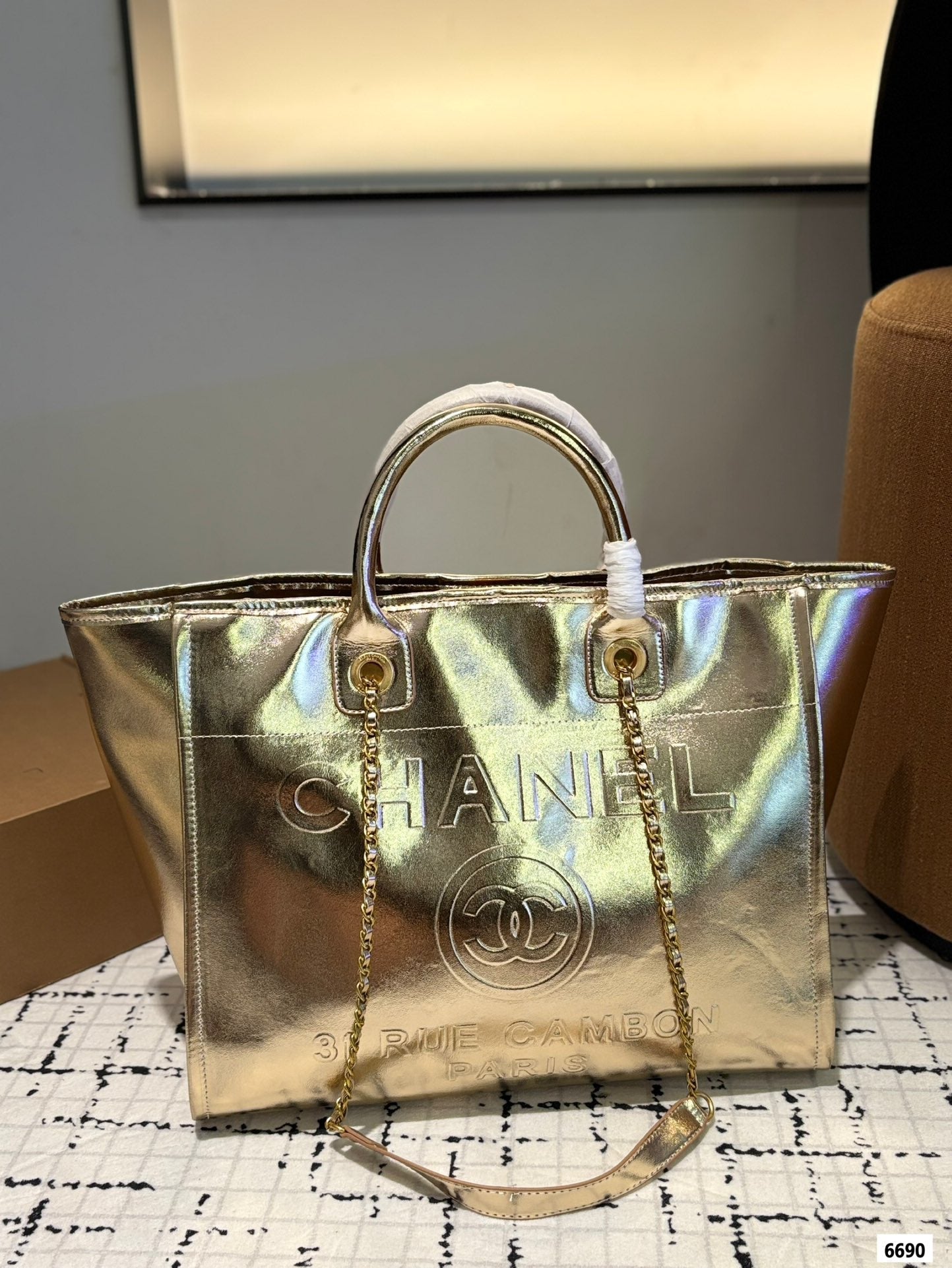 Cc new arrival tote bag gold silver size:36*30 cm