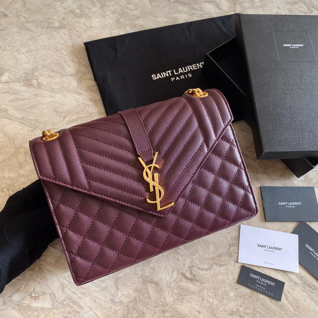 Y  Envelope Medium Bag In Mix Matelasse Grain  De Poudre Embossed Leather
